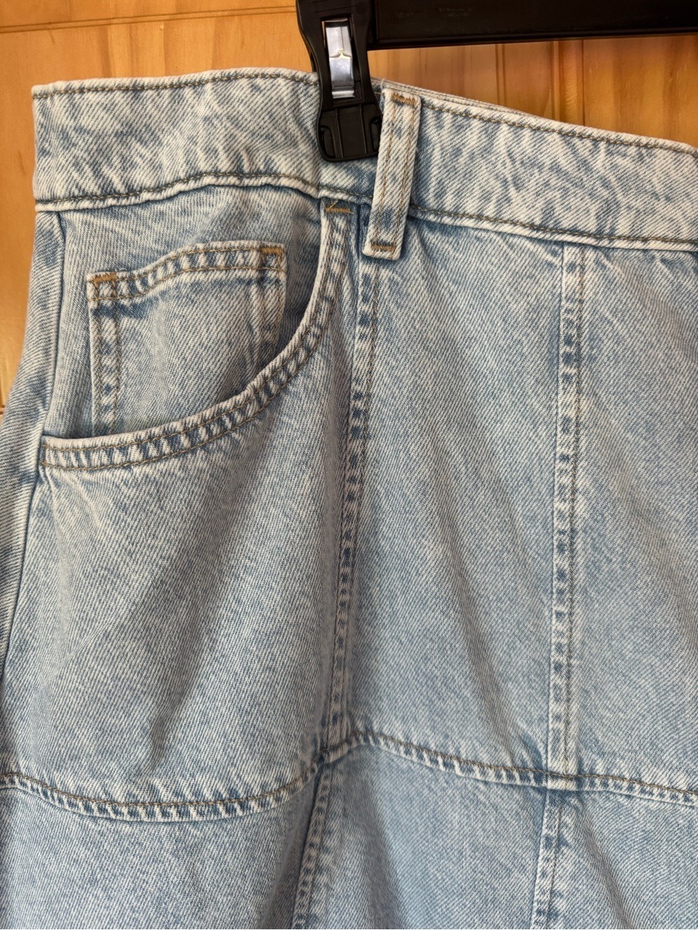 Terra & Sky Faded Blue Button-Front Denim Midi Skirt size 20W - Picture 7 of 10